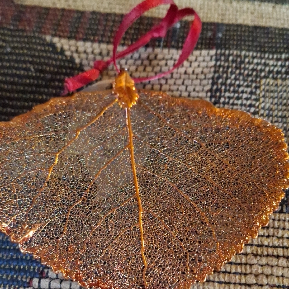 Rocky Mountain National Park Copper Glitter Leaf Ornament - Picture 6 of 6